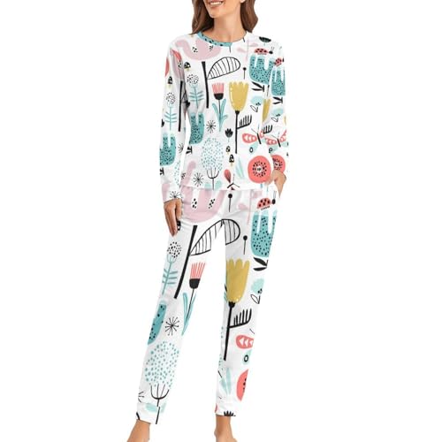 Ensemble pyjama femme manches longues pour des soirées cocooning fleuries