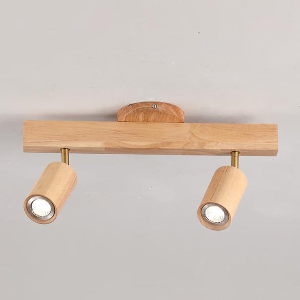 BHGFYXBS Led Wood Ceiling Spotlight Fixed Kitchen Track Lighting Kit Adjustable Spot Light Ceiling Bar Nordic Directional Spotlights Accent Lamp For Bedroom Hallway Gallery,3000k-2light
