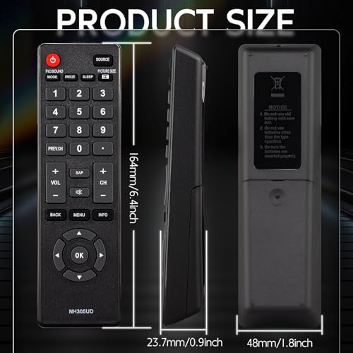 NH305UD Remote Control Replacement for Emerson TV Remote, Universal Remote Control for Emerson TV LCD HDTV Models LF402EM6 LF461EM4 LF501EM4 LF501EM5F LF391EM4 LF320EM4 LF461EM4A LF290EM4