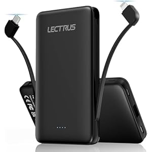 10000mAh Power Bank with Built-in Cables, Slim Portable Charger, 22.5W PD Fast Charging with Two Cables for iPhone 17/16/15/14/13/12/11/se/xs, iPad, Samsung, TSA-Approved for Travel, Pocket-Sized