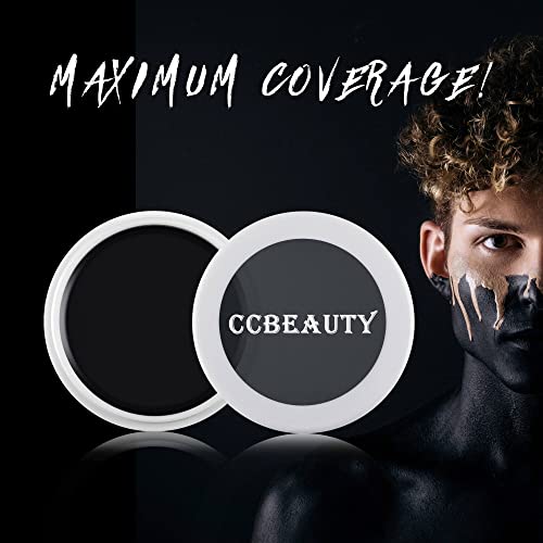 Ccbeauty White Black Face Paint,Professional Body Paint Special Effect Makeup Kit,Clown Ghost Sfx Makeup,Non Toxic Oil Based Foundation For Halloween Costume Cosplay Adults Girls With Brush,Sponges #TOP4