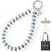 richginker Crystal Phone Wrist Strap Phone Charm Chain Keychain Beaded Cellphone Lanyard with Tether Tab Hands-Free Wristlet Bracelet Wrist Grip Strap for Women, W-Blue