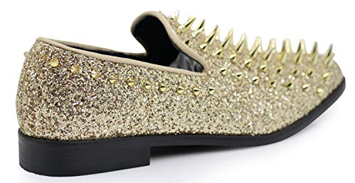 Image of SPK16 Men's Vintage Spike Dress Loafers Slip On Fashion Shoes Classic Tuxedo Dress Shoes
