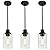 MELUCEE Kitchen Island Pendant Lighting 3 Pack Adjustable Black Hanging Ceiling Lamp with Clear Glass Shade for Bar Dining Room Corridor Living Room Bedside, 1-Light