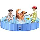 Casfuy Foldable Dog Pool - 63'x12' Portable Dog Swimming Pool & Collapsible Swimming Pool for Small...