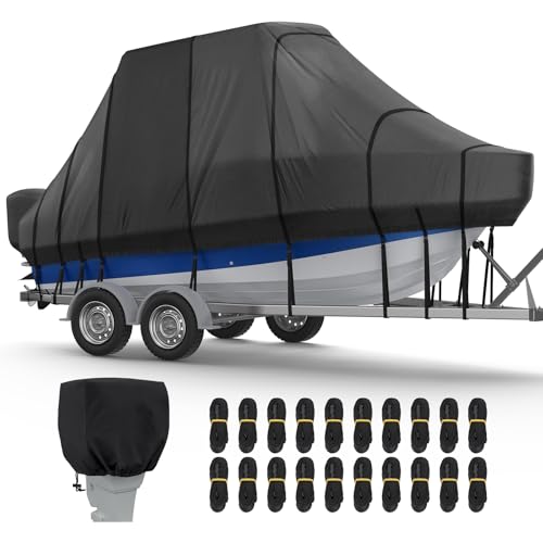 RVMasking T-Top Center Console Boat Cover,1400D Reinforced, 24'-26', Black