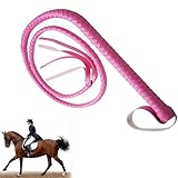 Lyyxjsltd 乗馬鞭 レザー 鞭 乗馬用 おしゃれゴム製の馬の鞭、長さの柔らかくて強い屋外の護身用の鞭、ダイヤモンドハンドルの馬術の馬の鞭の作物、多機能 馬の訓練や乗馬のための乗馬用アクセサリー 乗馬用品 (ピンク1.9m)