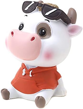 ikasus Cute Cow Toy Car Ornaments,Lovely Cow Car Dashboard Decorations Car Doll Desktop Toy Dolls,Car Interior Accessories,Perfect for Dashboard, Home, Kitchen, Office Decoration