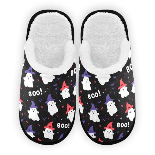 Ghosts Halloween Cute Pink Slippers For Women Men Soft Memory Foam Non-Slip Halloween Winter Indoor House Shoes Travel Slipper