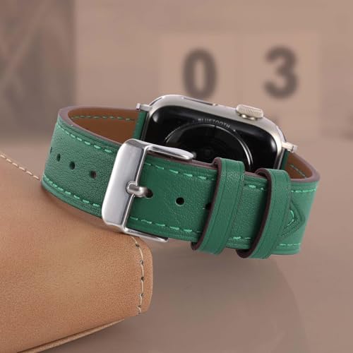 Genuine Leather Band Compatible with Apple Watch Bands for Women Men 49mm 46mm 45mm 44mm 42mm 41mm 40mm 38mm, Soft Leather Replacement Strap for iWatch Ultra/SE/Series 11 10 9 8 7 6 5 4 3 2 1