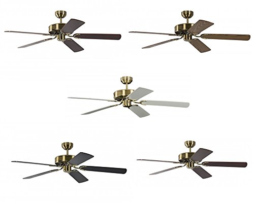 Pepeo Deckenventilator Potkuri Messing antik, Flügel mahagoni