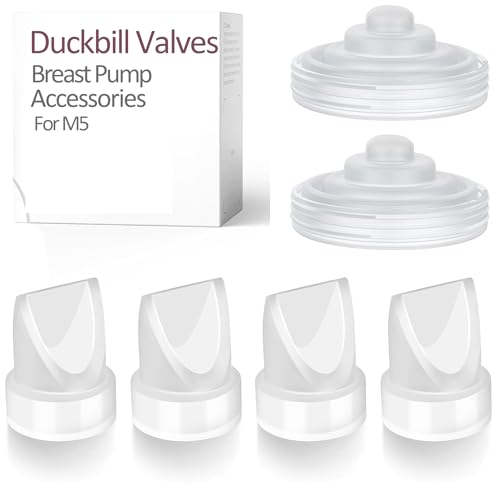 Image of Replacement 4 Duckbill Valves/Duck Bill Valve & 2 Silicone Membrane/Diaphragm Compatible with Momcozy M5 Wearable Breast Pump, Accessories Made by Durceler, Not Original Momcozy Pump Parts