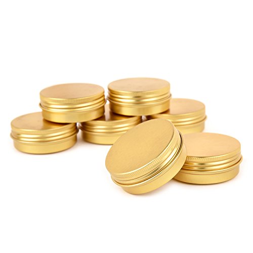Aluminum Metal Tins 1 Ounce 48 Pack Round Tin Containers Storage Tins Metal Jars Empty Lip Balm Container Small Containers with lids,Gold3