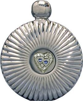 5 oz 'Double Hearts' Round Flare Flask Mirror Finish