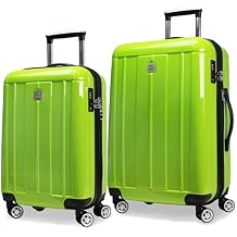 World Traveler Contour 2-Piece Polycarbonate Hardside Expandable Spinner Luggage Set with TSA Lock - Apple Green 20 & 24