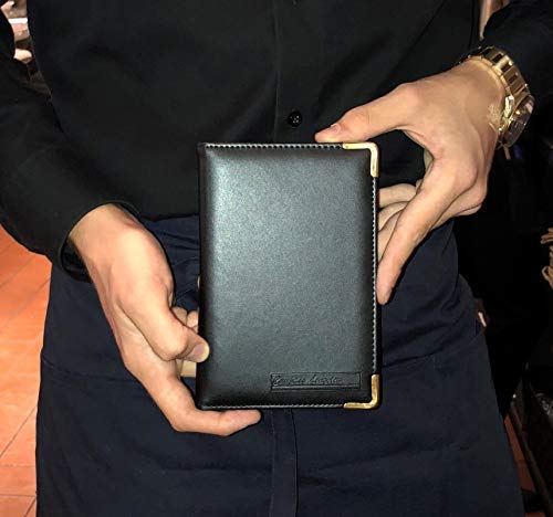 Professional Waitress Waiter Server Book | Free E Book Included | Strong Gold Metal Corners Made To Last | Compact Size Perfectly Fits Every Apron | 9 Pockets + Money Zipper Pocket