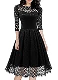 Simple Wedding Guest Elegant Black Lace Full Figured Evening Dresses for Women Vintage 1930s Style...