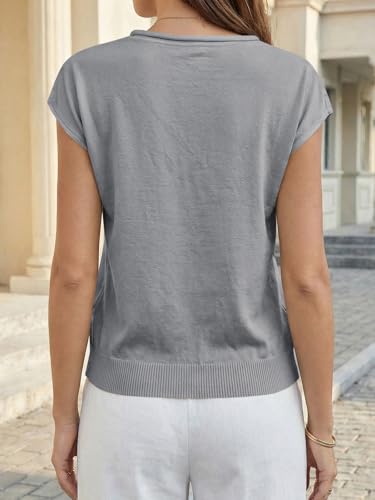 Image of UNCLECAT Womens Cap Sleeve Sweater Vest Summer Casual Button Down Lightweight Knit Sweater Cardigans
