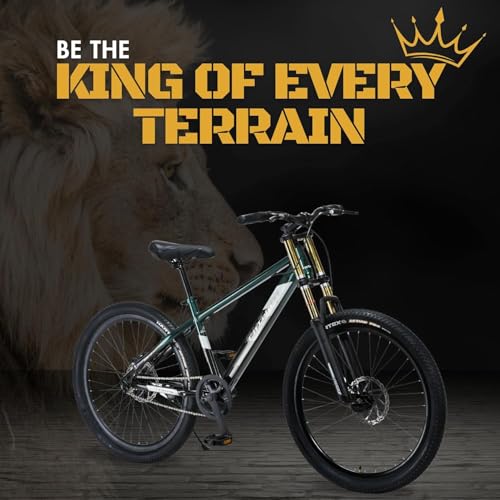 Image of FitTrip Adult Super Dominator Non Gear | 27.5 Inch Stunt MTB | Imported Double Crown Suspension | 160MM Jak Dual Disk Brakes | Best Single Speed Stunt Cycle (British Racing Green)