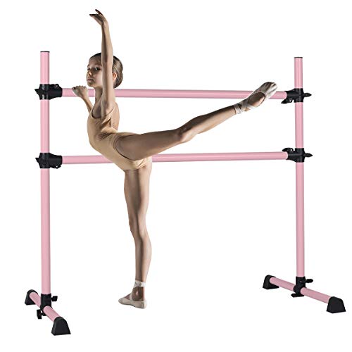 BiFanuo Ballet Barre Portable Double, Freestanding Ballet Barre Adjustable, Heavy Duty Dancing Stretching Ballet for Home,Dance Barre, Fitness Ballet Bar (Pink)