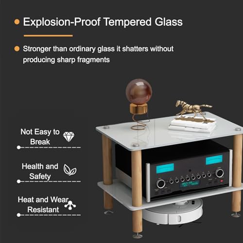 Gabinete Receptor Estéreo Soporte para Medios AV, Multifuncional Estante de Audio, Equipo HiFi Estante for Componentes de Audio y Vídeo de 1/2/3/4 Niveles(Black,45cm/17.7in) - imagen 6