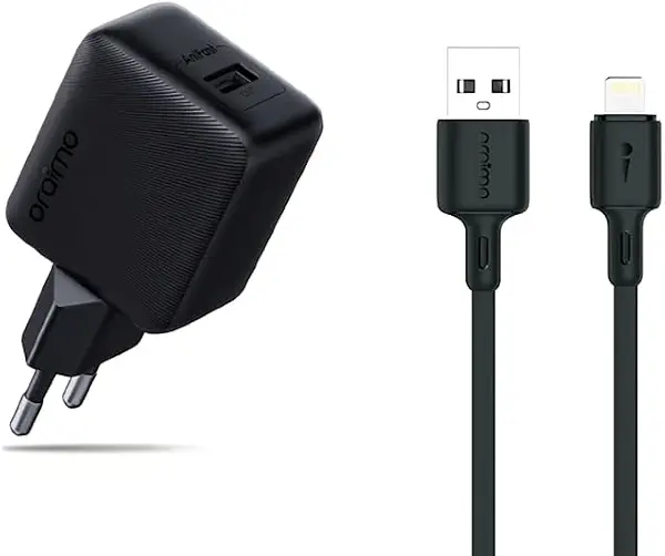 سعر ومواصفات طقم شحن اورايميو OCW-5184E+L53 بقدرة 18 واط – يدعم الشحن السريع من USB-A إلى لايتنينج – توصيل طاقة فعال للشحن السريع – توافق – تصميم مدمج ومحمول – أسود (B0F8QSJ3GW) على Amazon EG