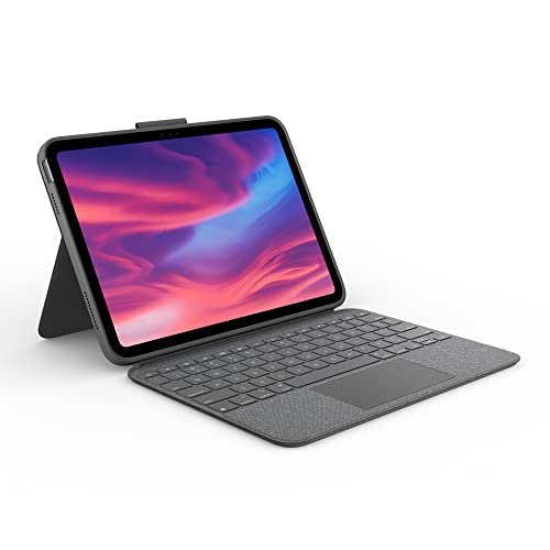 Logitech Combo Touch, detachable iPad keyboard case (10th generation and A16) large precision trackpad, full-size backlit keyboard and Smart Connector technology, US INT'L - Grey
