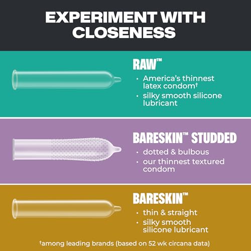 Image of Trojan Bareskin Thin Condoms, Everythin Variety Pack, Lubricated Latex Bareskin Condom, 10 Count