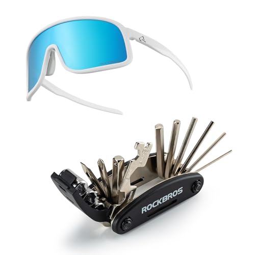 Herramientas de reparación de bicicleta y gafas polarizadas para hombre y mujer