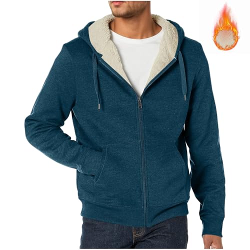Mens Jacket Fleece Hooded Zip Up Outdoor Windbreaker Warm Jackets - image 2
