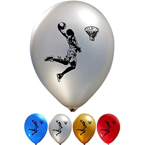 PARTY ZONE Set of 16pcs Basketball Balloons Latex 12” 2-Sided Print Basketball Party Balloons for Birthday Parties or Events - Use Air or Helium for Basketball Birthday Party Supplies Cover