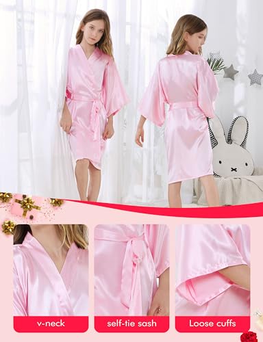 12Pcs Girls Silky Robes Kimono Birthday Kids Spa Party Wedding Bridal Party Flower Girl Robe3