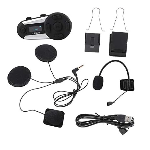 Ichiias Trådlöst Bluetooth-headset vattentätt motorcykelhjälm stereo motorcykel FM-radio hörlurar med skärm