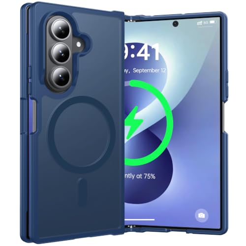 Image of NO.1 Magnetic for Samsung Galaxy Z Fold 8 Ultra Case with MagSafe | [Military Grade Drop Tested][Translucent Matte][Anti-Fingerprint] Soft Silicone Bumper for Samsung Fold 8 Ultra Case,Blue