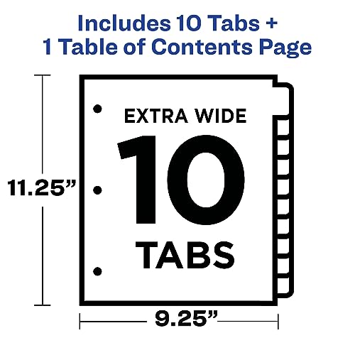 Avery 11165 Extra-Wide Ready Index Dividers For 3 Ring Binders, 10 Tab Set thumb #2