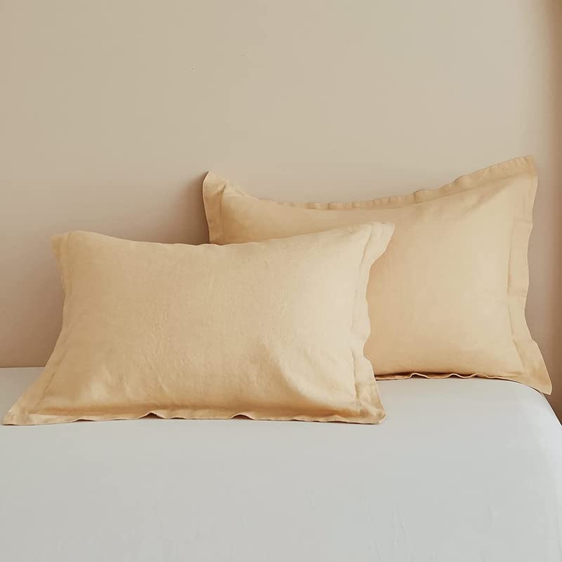 Set of 2 Pieces Pillow Covers, Solid Color Pillow Cover Ultra Soft Brushed Micro Fabric Shrinkage and Fade Resistant (18x28 Inches, Beige)-image-37