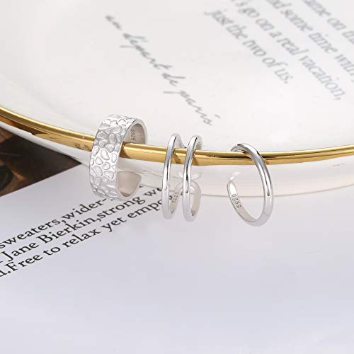 Funrun Jewelry 3 Pcs Sterling Silver Toe Rings For Women Minimalistic Open Adjustable Rings Foot Jewelry Set(Silver) #TOP5