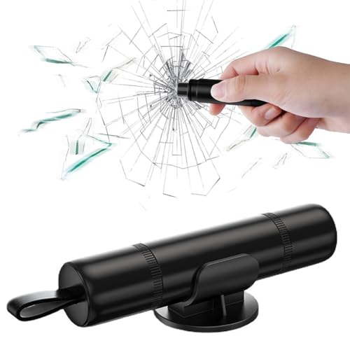 Image of Hodaqe Car Safety Hammer with Window Breaker and Seat Belt Cutter | Compact aluminium alloy emergency escape tool combines a glass breaker point and a concealed stainless steel belt cutter.