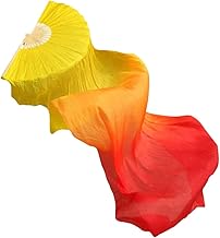 Ventilador de Dança Do Ventre Ventilador de Dança Do Ventre Longo Ventilador de Adoração Bandeira Bandeira de Louvor Flâmula Ventilador de Véu de Seda Artificial para Mulheres