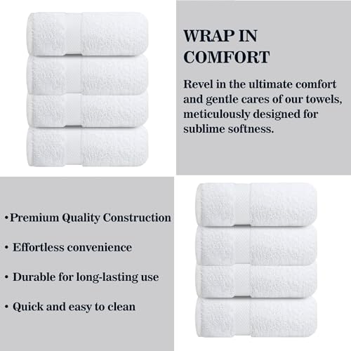Image of Sulfar 100% Combed Cotton, Quick Drying Highly Absorbent Thick Bathroom Towels, Luxury Bath Towel Set (Pack of 4, 70 X 140 cm) - 600 GSM (White)