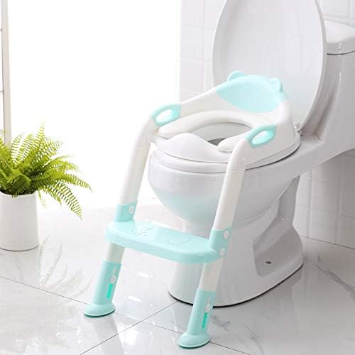 Toilet Potty Training Seat with Step Stool Ladder,SKYROKU Potty Training Toilet for Kids Boys Girls Toddlers-Comfortable Safe Potty Seat with Anti-Sli (Blue)
