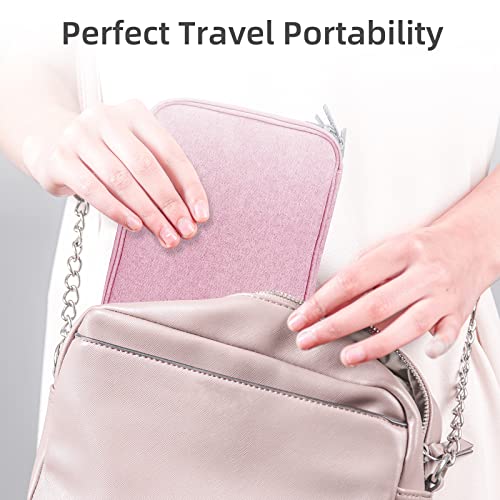 CNPOP Electronic Organizer Travel Case, Travel Cable Bag, Water Resistant, Double Layers Pouch for Cables, Cords, iPad Mini, Gift for Women, Nylon, Pink, 9.5 x 6.9 x 1 Inch, 6.6 OZ - Thumbnail 6