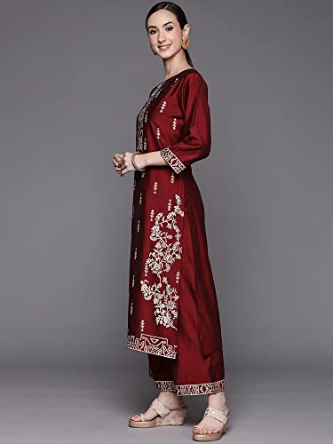 Image of INDO ERA Viscose Women's Geometric Kurta With Pant & Dupatta Set (Kh9Mr8595)