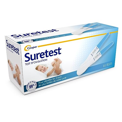 SURETEST - Test d'ovulation - Pour identifier les 2 jours les plus fertiles de votre cycle - Autotest - Boîte de 10 tests