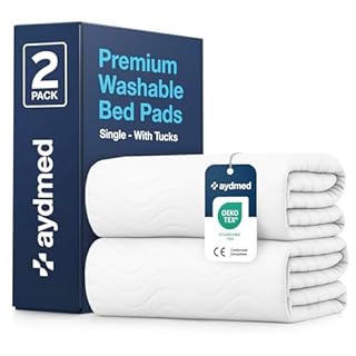 2 x AYDMED Premium Bamboo Washable Incontinence Bed Pads With Tucks | For Single Beds | Maximum Absorbency Kylie Sheets | Reusable Waterproof Bed Wetting Sheets For Adults, Children & Babies