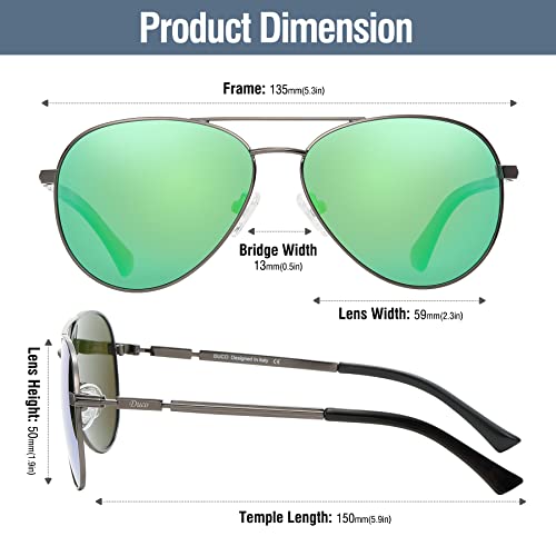 Image of DUCO Aviator Sunglasses for Men Women Vintage Polarized Sun Glasses Mirrored Lens Metal Frame Designer Shades 3025K