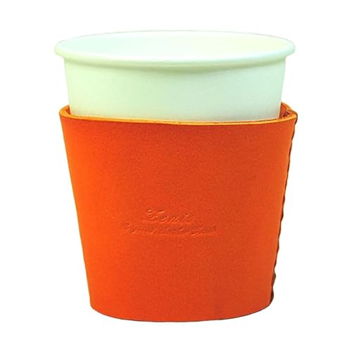 Zenis [ポスト投函でお届け]国産本革カップスリーブ オレンジ(1点) カップスリーブ カップホルダー レザー 国産 日本製 牛革 革製品 紙コップ用カバー 手作り 男性 女性[ksg1570-or]