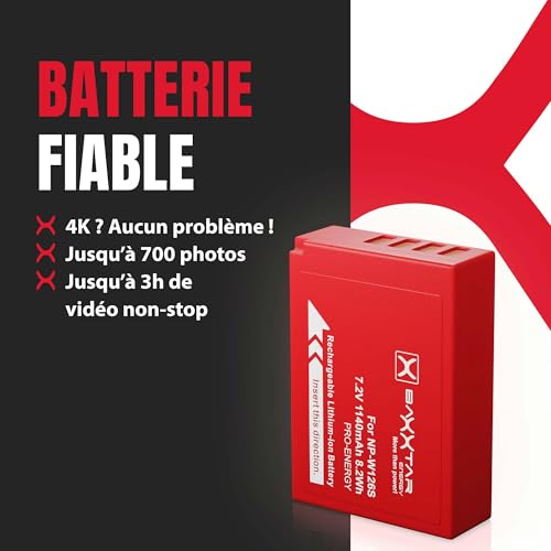 Baxxtar Pro 2X Batterie pour Fujifilm NP-W126s NP-W126 X100 V VI, 1140mAh – vue 6