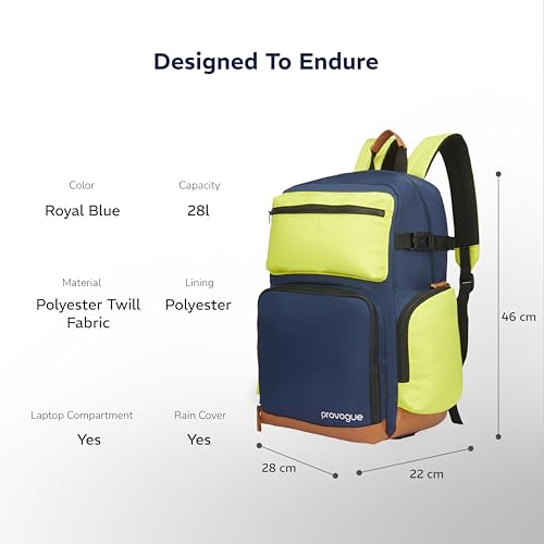 Image of Provogue Zuno 28 litres everyday backpack with 15.6 inch laptop compartment for men and women, stylish contemporary daily use college, office and outdoor bag | With organiser
