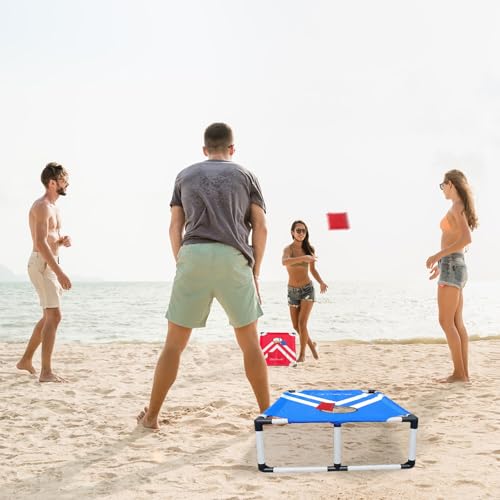 Portable Cornhole Set PVC Framed Corn Holes Outdoor Game Set with 2 Cornhole Boards, 8 Cornhole Bean Bags and Carrying Case, Camping Games Indoor Outdoor for Adults, Travel Camping Accessory by Nattork - Image 6